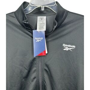 NWT Reebok Men Medium Black RI Vector Knit Long Sleeve Full Zip Track Top Jacket